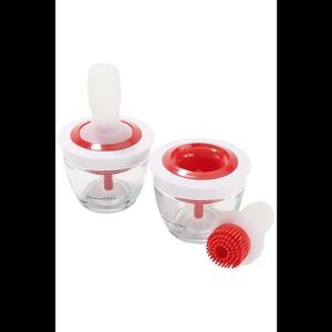 Cook's Essentials 2-pack Set BBQ Basting Brushes with Glass Container